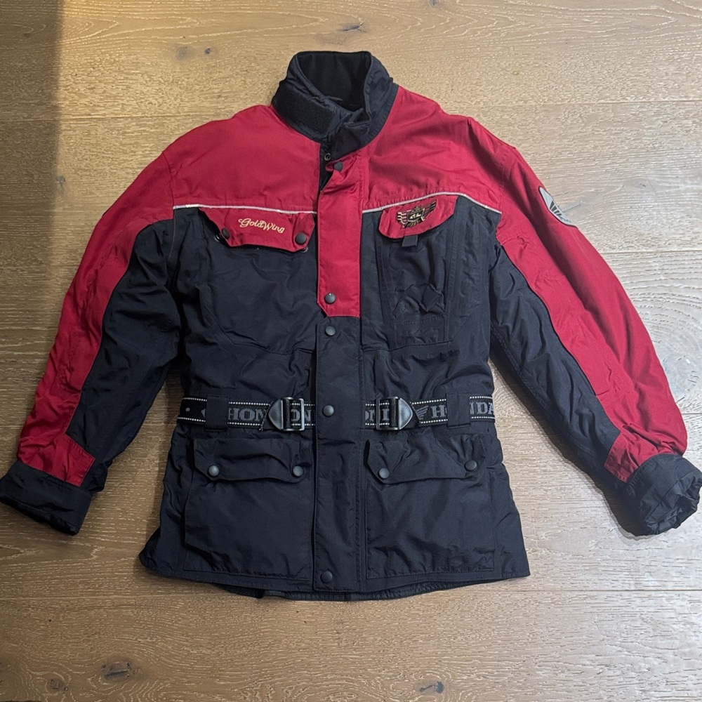 Honda Goldwing Motorcycle Jacket Red Black Belted Touring Coat Size S - Picture 14 of 14